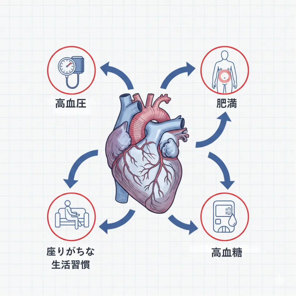 心臓病を引き起こす代謝的危険因子。