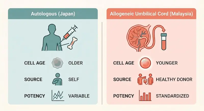Comparison of autologous stem cell therapy in Japan versus allogeneic umbilical cord stem cell therapy for severe asthma in Malaysia